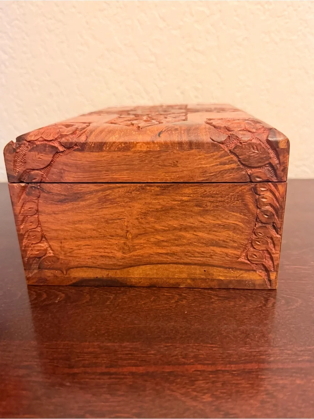Vintage Handcrafted Rosewood Jewelry Keepsake Box Removable Tray Brass Latch